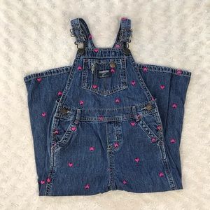 OshKosh B’Gosh Bib Overalls Size 4 Toddler Hearts